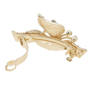 Black Enamel Leaves w/ Rhinestones Princess Hair Barrette